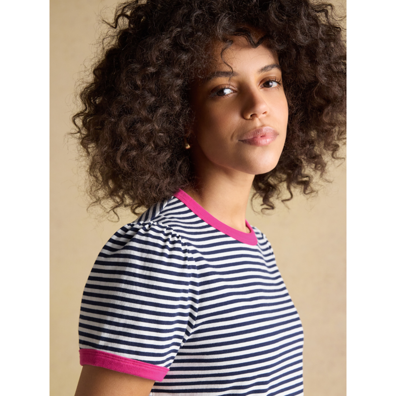 Joules Ladies Erin Short Sleeve Jersey T-Shirt - Navy Stripe-5