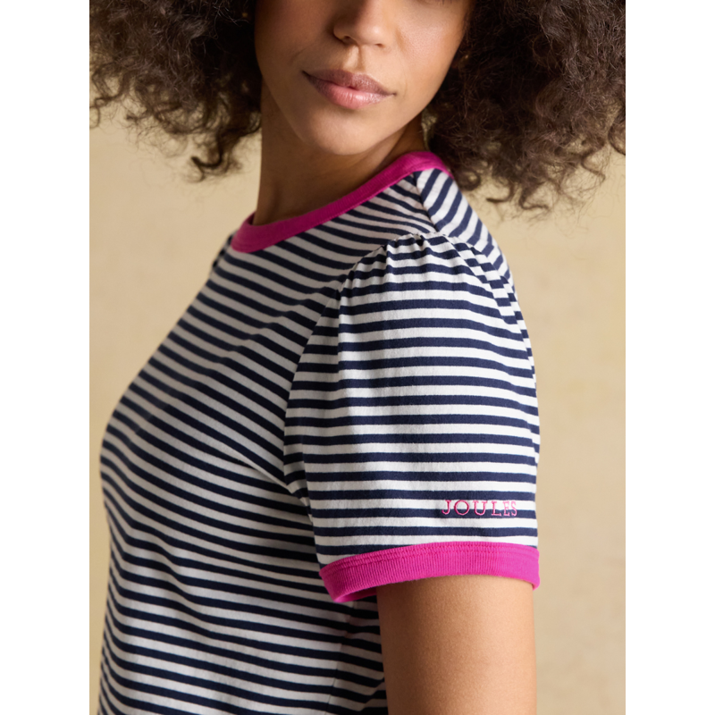 Joules Ladies Erin Short Sleeve Jersey T-Shirt - Navy Stripe-4