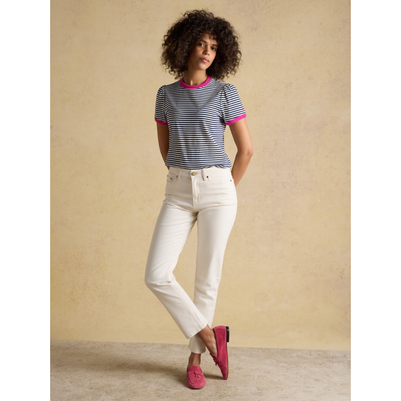 Joules Ladies Erin Short Sleeve Jersey T-Shirt - Navy Stripe-3