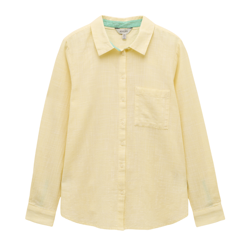 Joules Ladies Ida Puppytooth Long Sleeve Cotton Shirt - Yellow