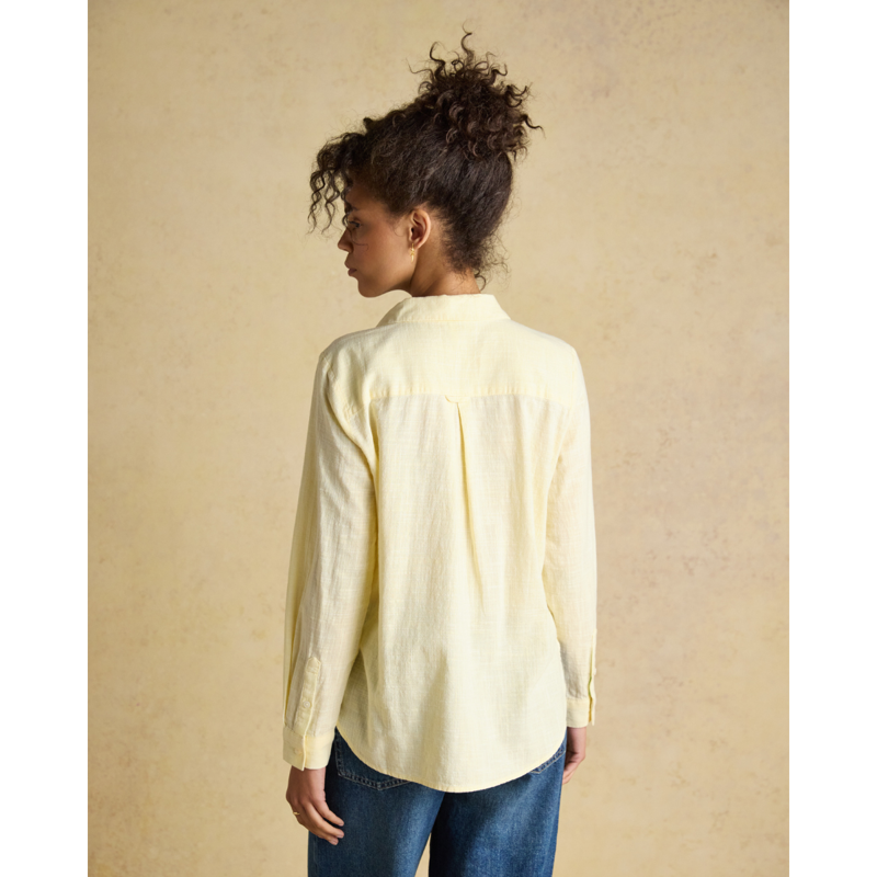 Joules Ladies Ida Puppytooth Long Sleeve Cotton Shirt - Yellow-2