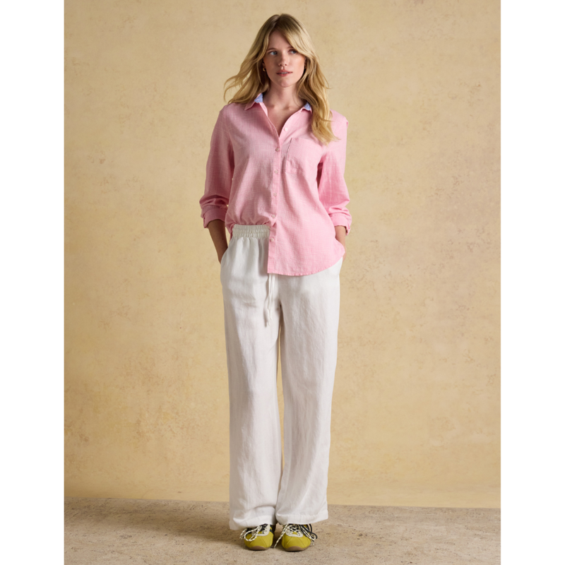 Joules Ladies Ida Puppytooth Long Sleeve Cotton Shirt - Pink-3