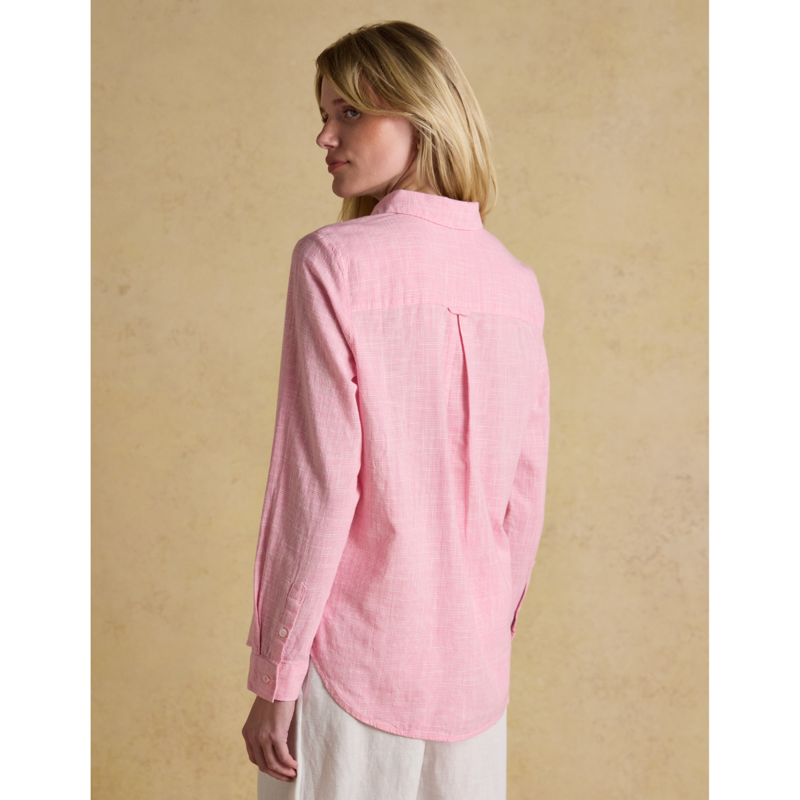 Joules Ladies Ida Puppytooth Long Sleeve Cotton Shirt - Pink-2