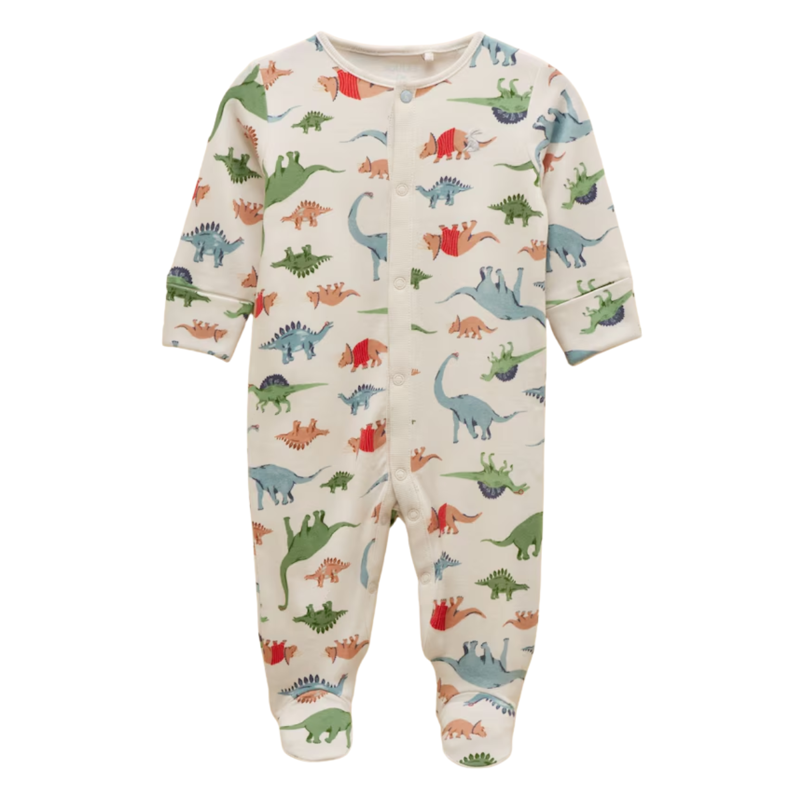 Joules Razamataz Cotton Babygrow - Cream Dino