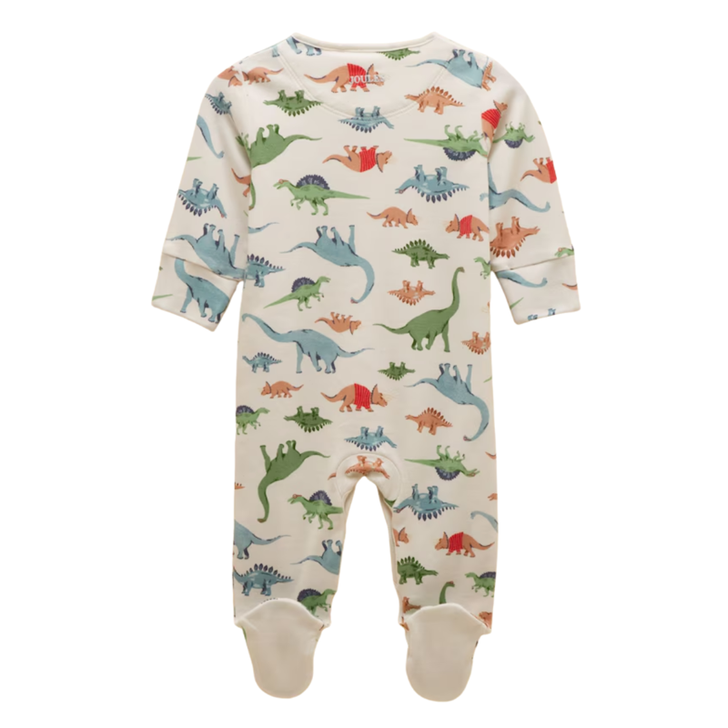 Joules Razamataz Cotton Babygrow - Cream Dino-1