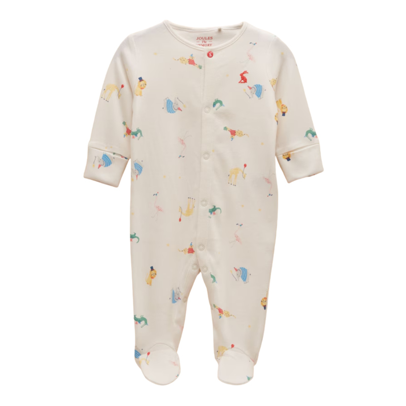 Joules Razamataz Cotton Babygrow - Cream Animals