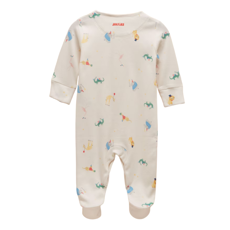 Joules Razamataz Cotton Babygrow - Cream Animals-1