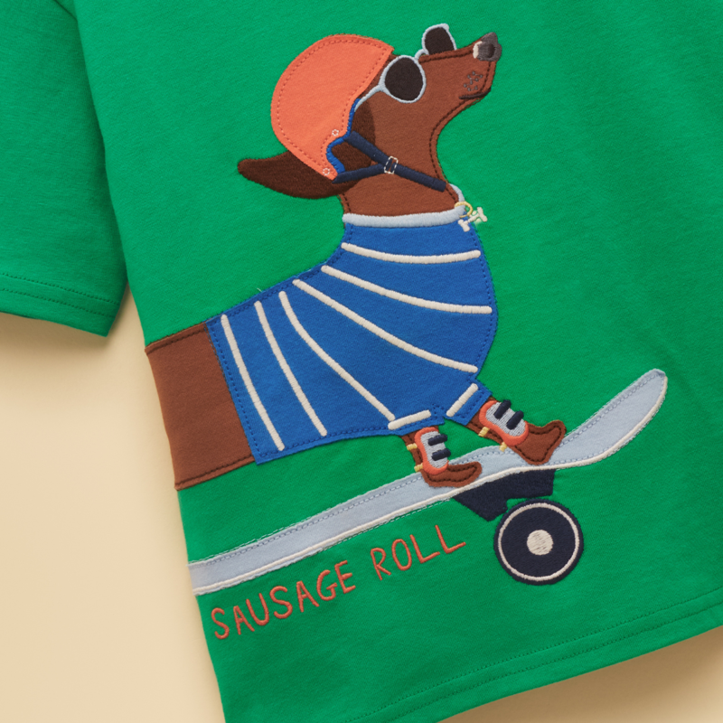 Joules Boys' Archie Applique Graphic T-Shirt - Green-2