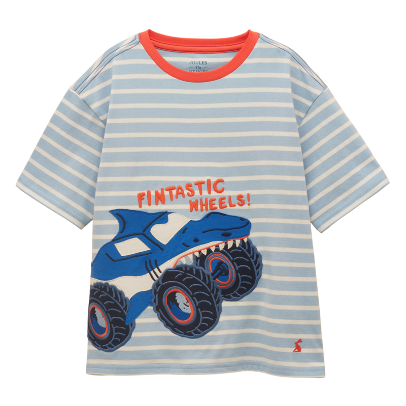 Joules Boys' Archie Applique Graphic T-Shirt - Blue/White