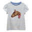 Joules Girls' Astra Applique Cotton T-Shirt - Blue Horse
