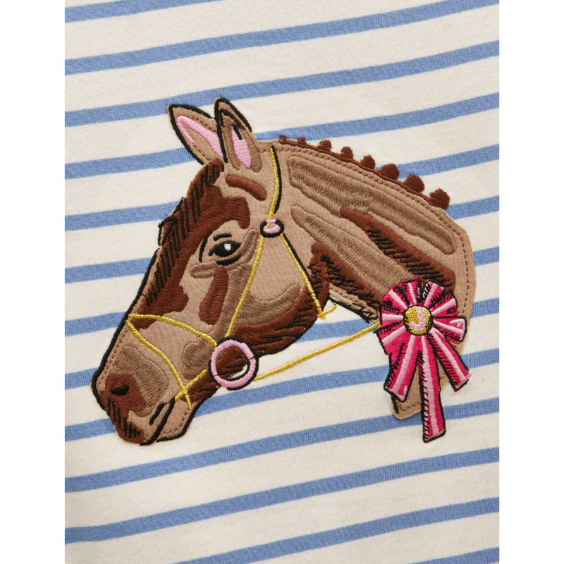 Joules Girls' Astra Applique Cotton T-Shirt - Blue Horse-3