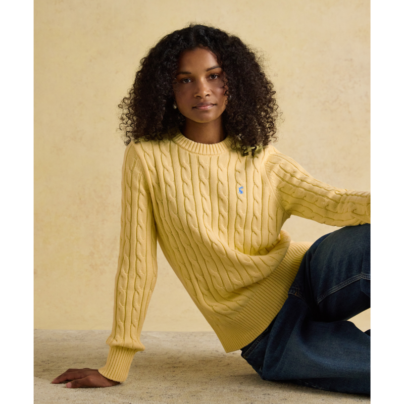 Joules Ladies Classic Cable Jumper - Yellow-5