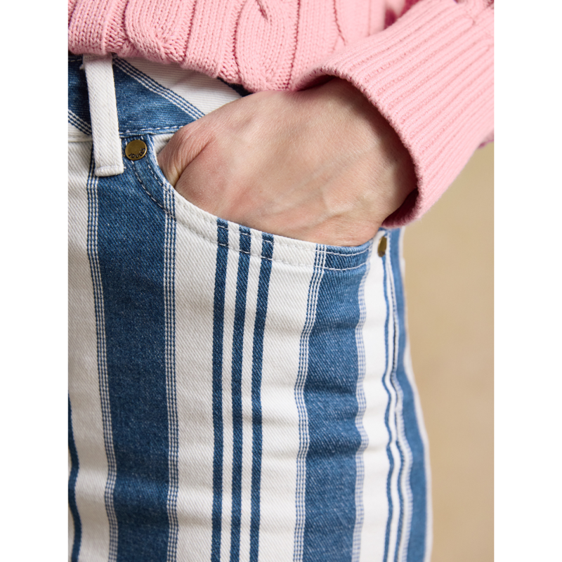 Joules Ladies Slim Straight Jeans - Blue Stripe-4