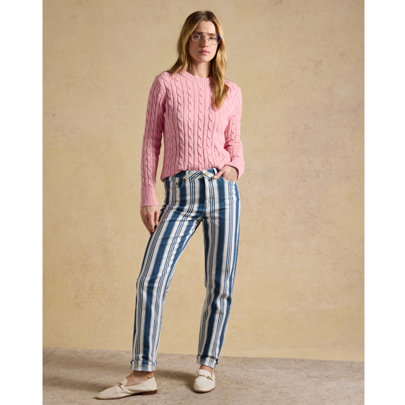 Joules Ladies Slim Straight Jeans - Blue Stripe-7