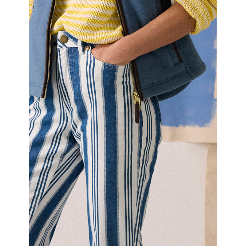 Joules Ladies Slim Straight Jeans - Blue Stripe-5