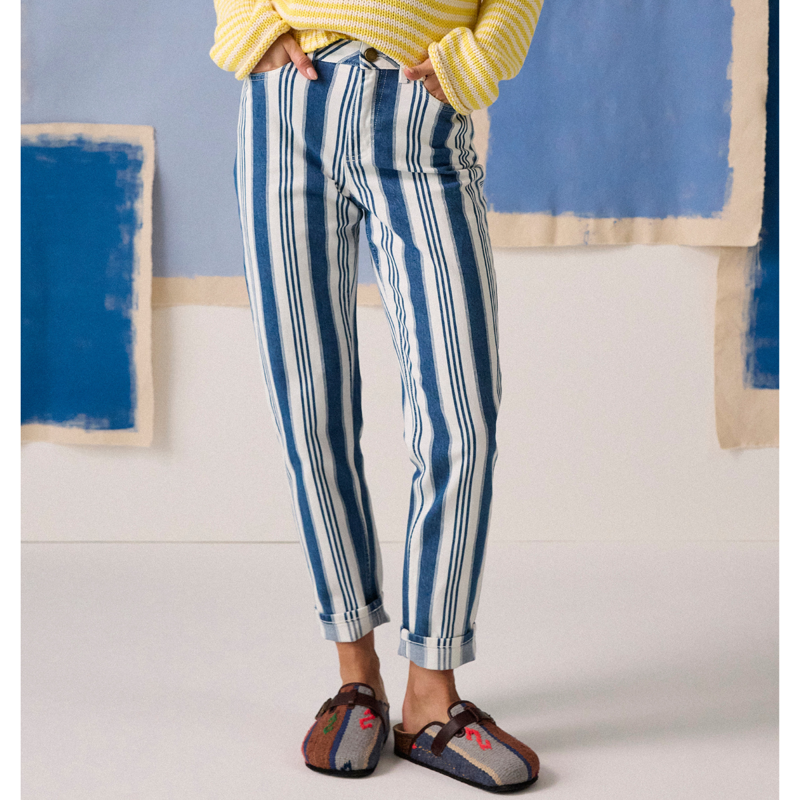 Joules Ladies Slim Straight Jeans - Blue Stripe-1