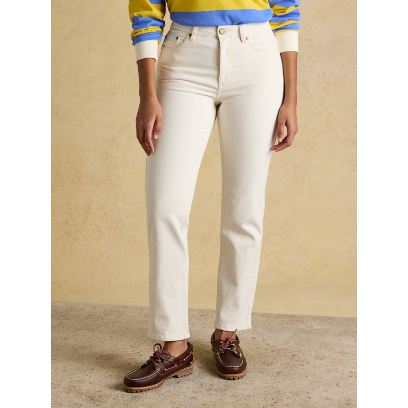 Joules Ladies Slim Straight Jeans - Ecru-1