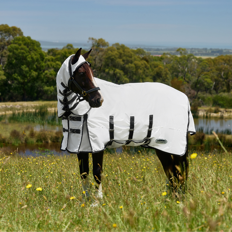 WeatherBeeta ComfiTec Sweet Itch Shield Combo Fly Sheet - White/Charcoal-1