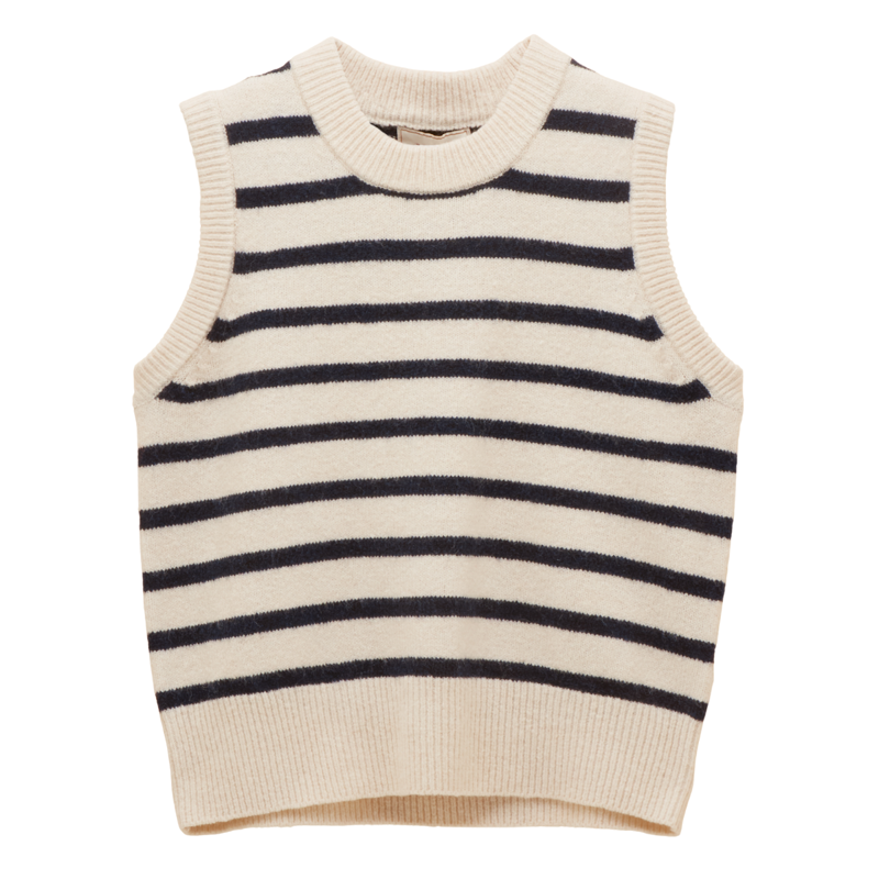Joules Ladies Holly Knitted Vest - Cream/Navy
