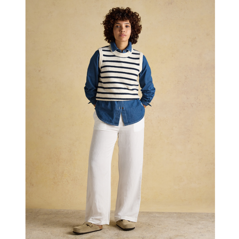 Joules Ladies Holly Knitted Vest - Cream/Navy-3
