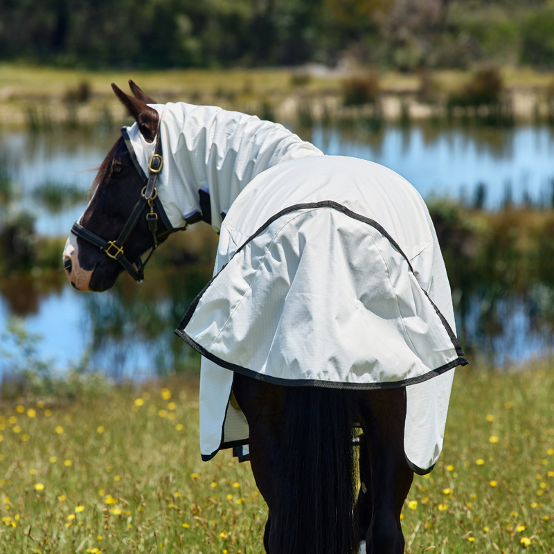 WeatherBeeta ComfiTec Sweet Itch Shield Combo Fly Sheet - White/Charcoal-10