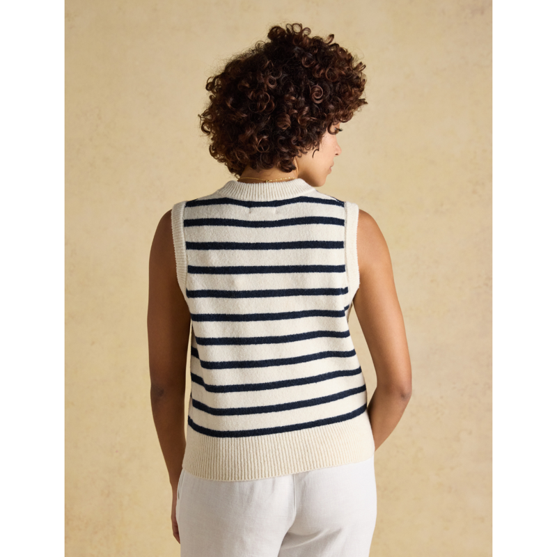 Joules Ladies Holly Knitted Vest - Cream/Navy-2