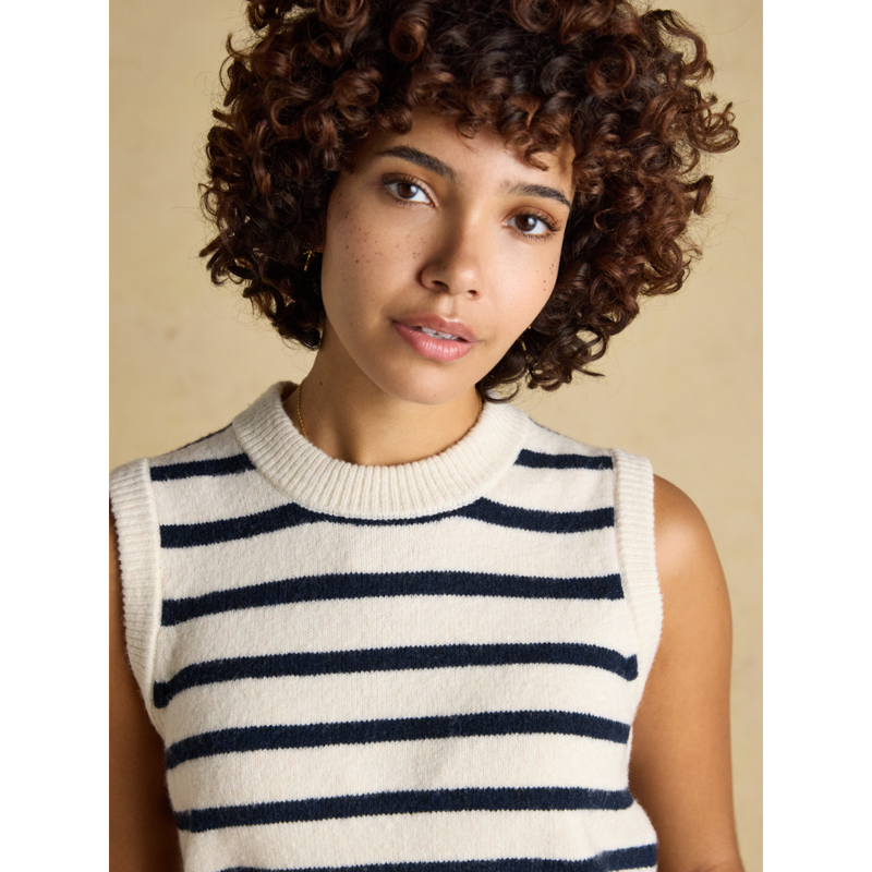 Joules Ladies Holly Knitted Vest - Cream/Navy-4