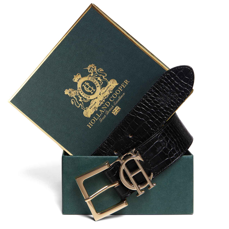 Holland Cooper HC Classic Logo Belt - Black Croc