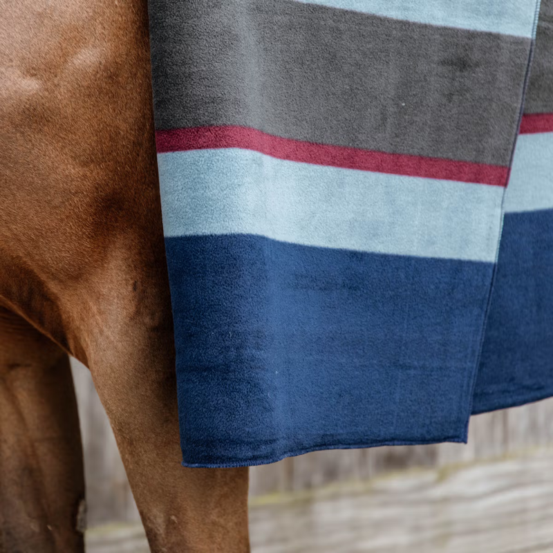 Kentucky Fleece Square Blanket Stripes - Navy/Grey-1