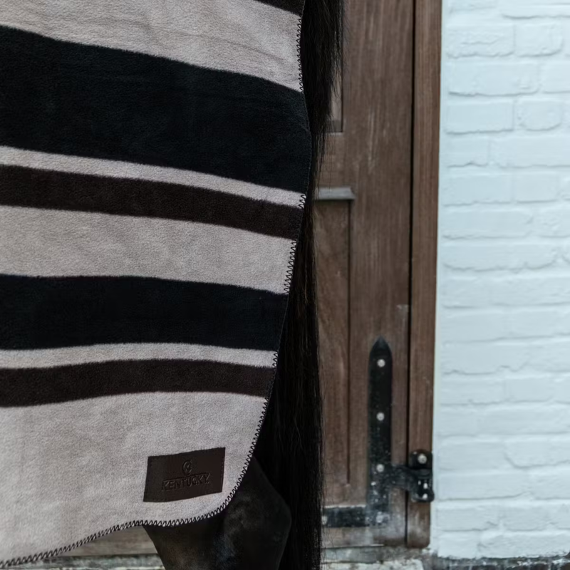 Kentucky Fleece Square Blanket Stripes - Beige/Brown-3