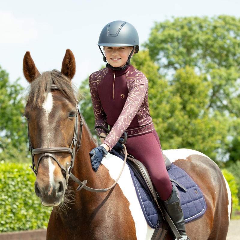 Hy Equestrian Elevate Allure Mizs Riding Tights - Berry/Rose Gold-6