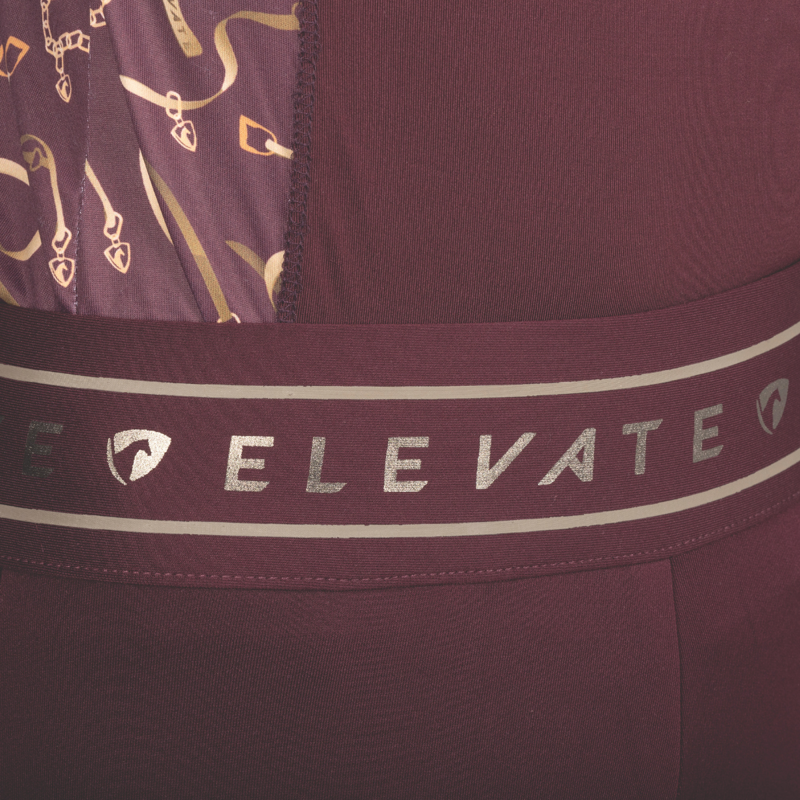 Hy Equestrian Elevate Allure Mizs Riding Tights - Berry/Rose Gold-5