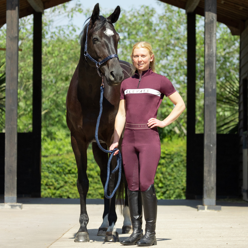 Hy Equestrian Elevate Allure Riding Tights - Berry-2