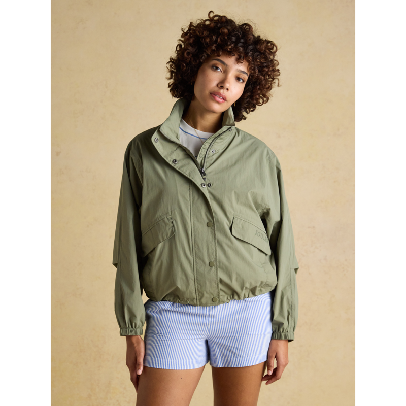 Joules Ladies Hove Waterproof Windbreaker Jacket - Khaki Green-1