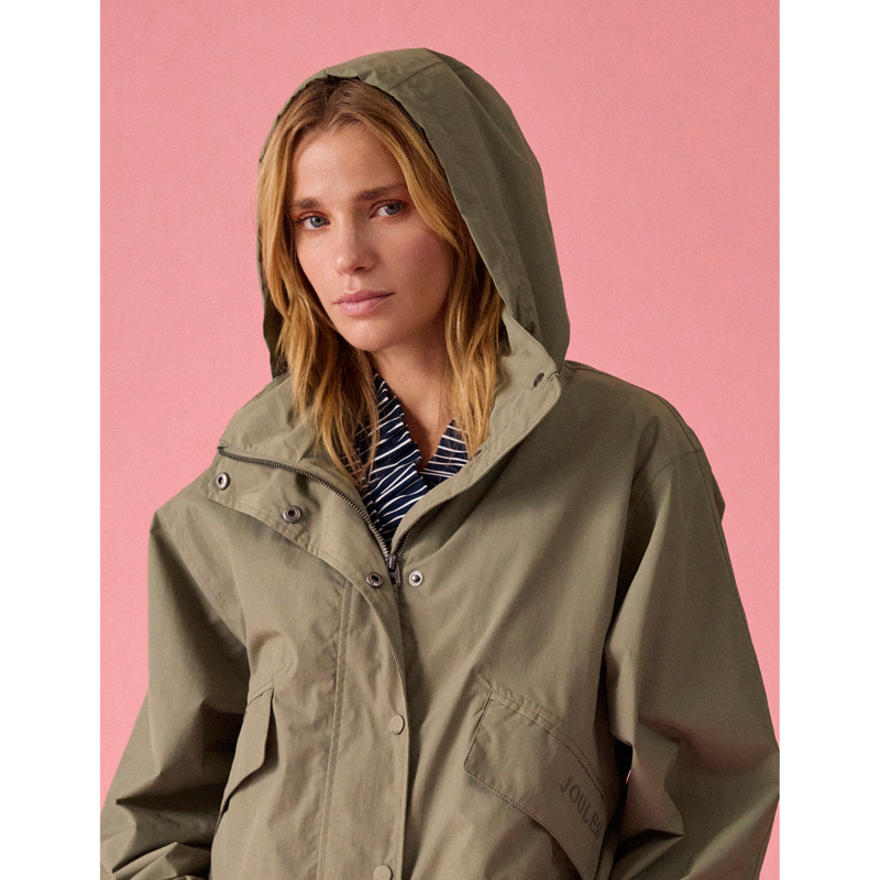 Joules Ladies Hove Waterproof Windbreaker Jacket - Khaki Green-8