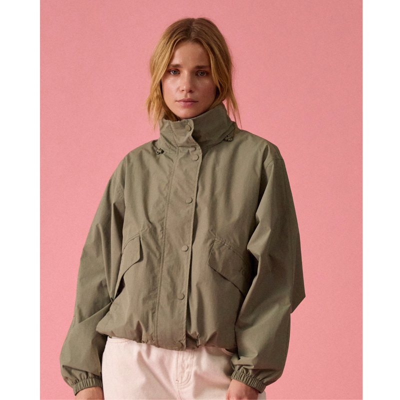 Joules Ladies Hove Waterproof Windbreaker Jacket - Khaki Green-9
