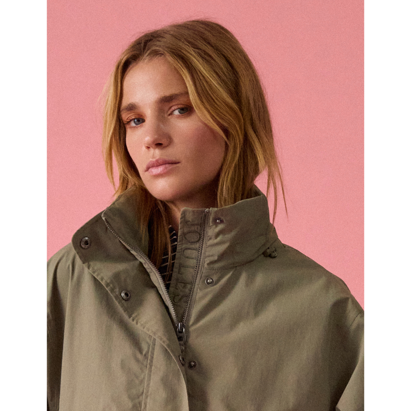Joules Ladies Hove Waterproof Windbreaker Jacket - Khaki Green-10