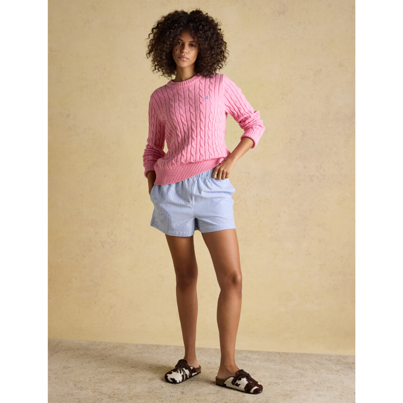 Joules Ladies Amara Pull On Cotton Shorts - Blue Stripe-3