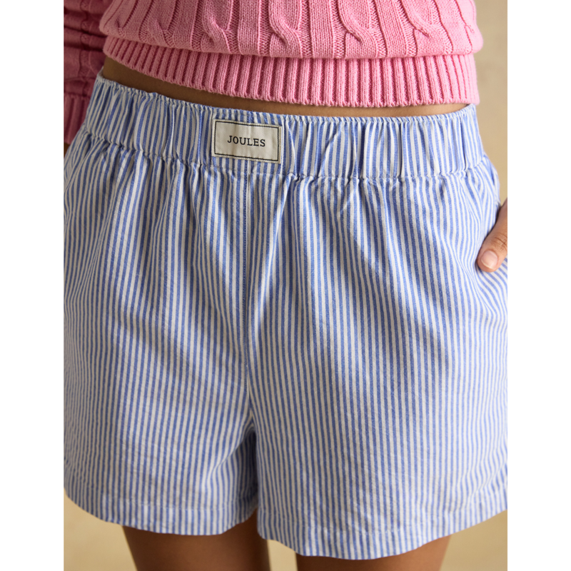 Joules Ladies Amara Pull On Cotton Shorts - Blue Stripe-5