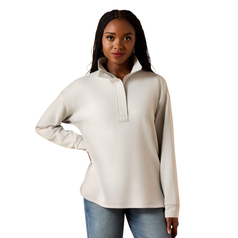 Ariat Women's Breeze Logo 1/2 Zip Sweatshirt - Quiet Grey