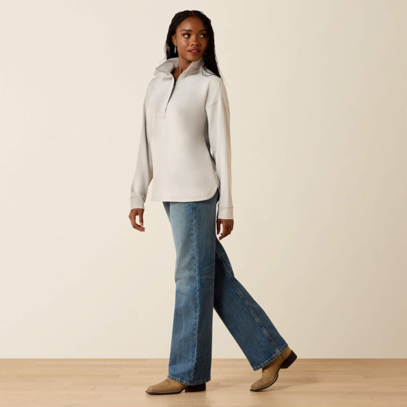 Ariat Women's Breeze Logo 1/2 Zip Sweatshirt - Quiet Grey-3