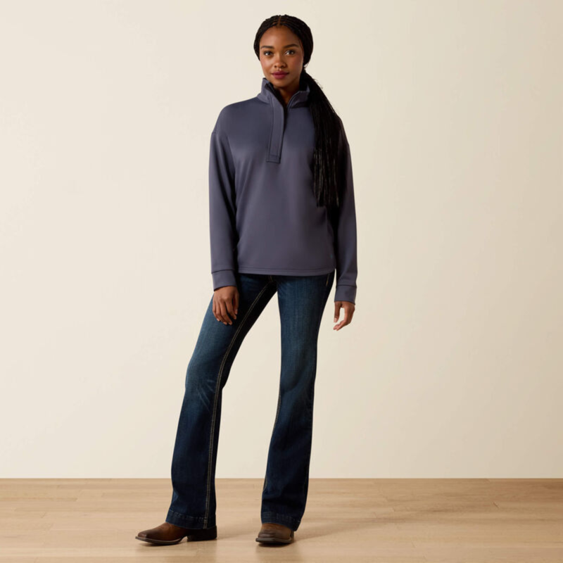 Ariat Women's Breeze Logo 1/2 Zip Sweatshirt - Ombre Blue-4