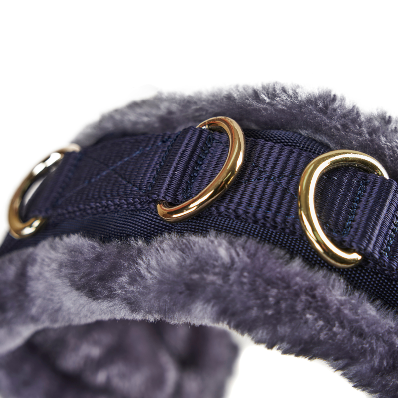 Shires Fleece Lined Lunge Cavesson - Navy-2
