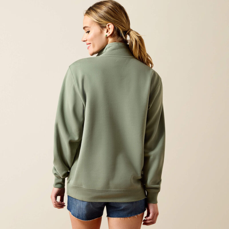 Ariat Women's Foundation Logo 1/2 Zip Sweatshirt - Sea Spray-1