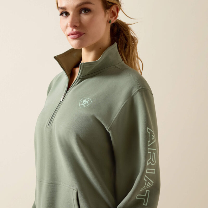 Ariat Women's Foundation Logo 1/2 Zip Sweatshirt - Sea Spray-2