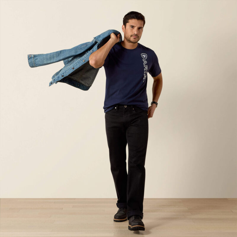 Ariat Men's Vertical Logo T-Shirt - Navy-3