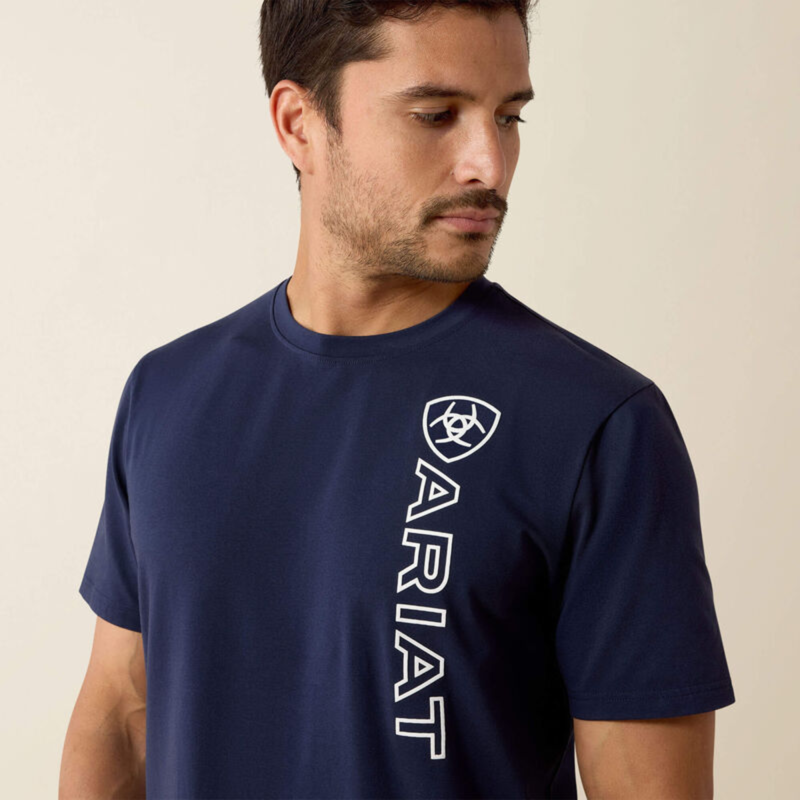 Ariat Men's Vertical Logo T-Shirt - Navy-2