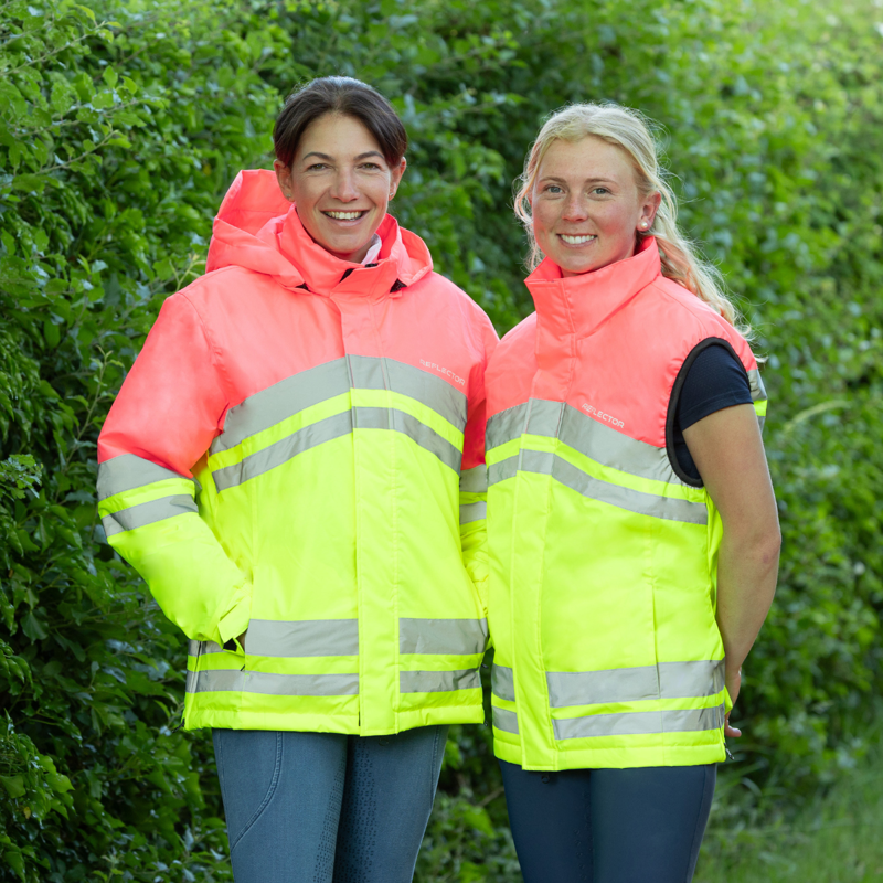 Hy Equestrian Reflector Two Tone Gilet - Pink/Yellow-3