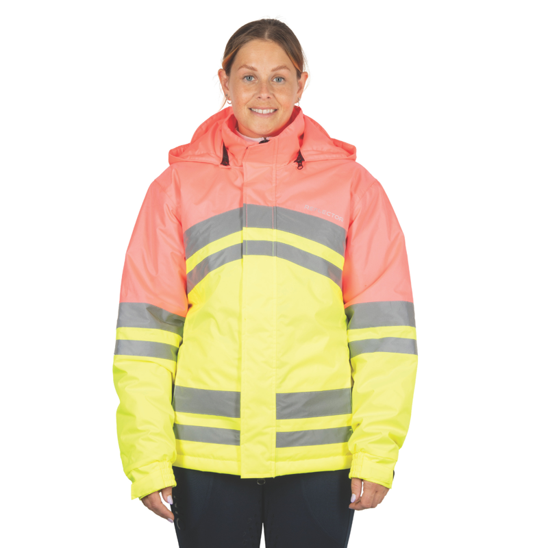 Hy Equestrian Reflector Two Tone Coat - Pink/Yellow