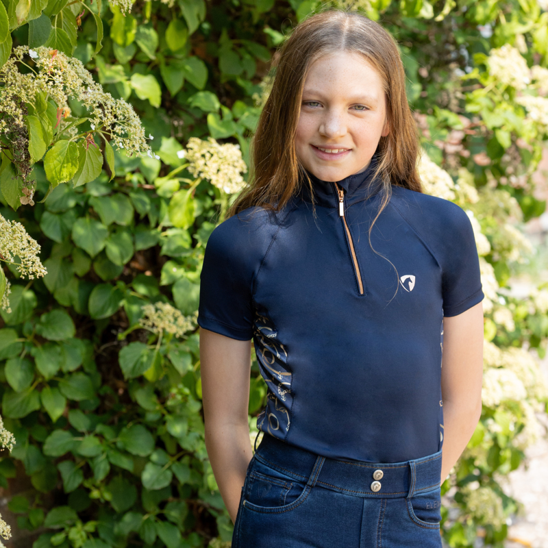 Hy Equestrian Elevate Heritage Mizs Short Sleeve Base Layer - Navy-3